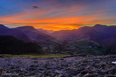 View west from Cat Bells at Sunset when the sky really lit up.