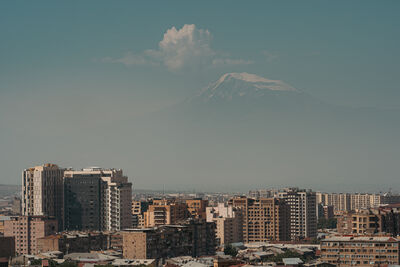 View of mount Ararat through the haze