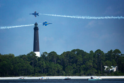 Pensacola Naval Air Station is directly across from Fort Pickens, a great place to photograph Blue Angels practices.