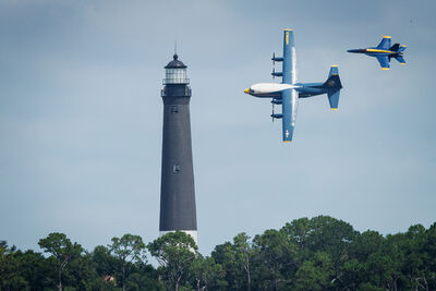 The Marine Corps C-130 Fat Albert support aircraft gets into the airshow action.