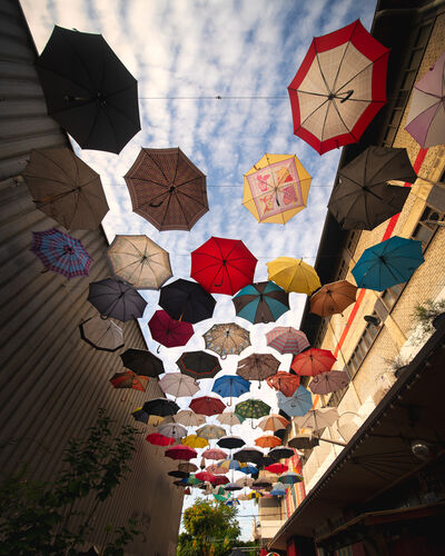 Zurich Alley of Hanging Umbrellas
