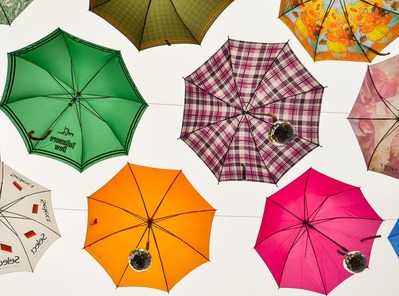 Image of Zurich Alley of Hanging Umbrellas - Zurich Alley of Hanging Umbrellas