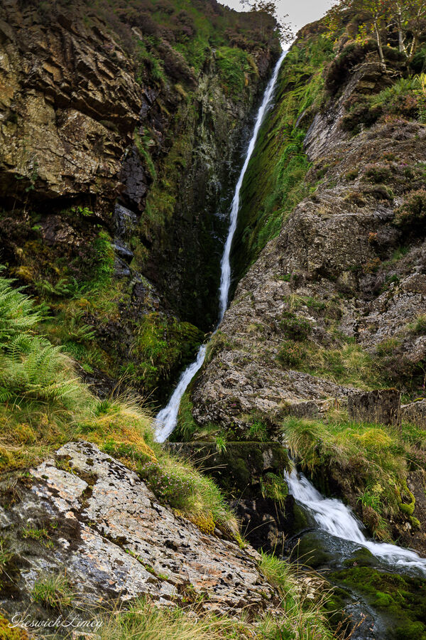 One of the waterfalls coming down Force Crag.