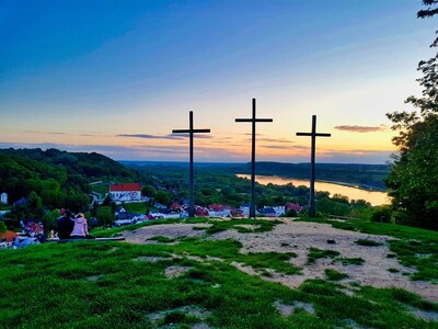 Looking from the hill with 3 crosses, towards the town and river.