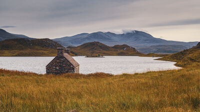 Image of The abandoned cottage at Loch Stack - The abandoned cottage at Loch Stack