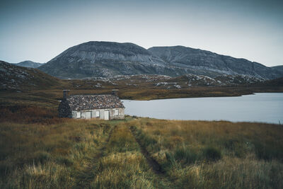 Image of The abandoned cottage at Loch Stack - The abandoned cottage at Loch Stack
