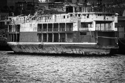 Derelict ferry M/V Fundy Paradise tied up to Quebec docks.