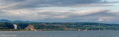 The bridge from Ile-d-Orleans to the north shore. Montmorency falls is on the left.