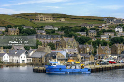 The old town of Stromness with its ferry terminal in Orkney, Scotland.