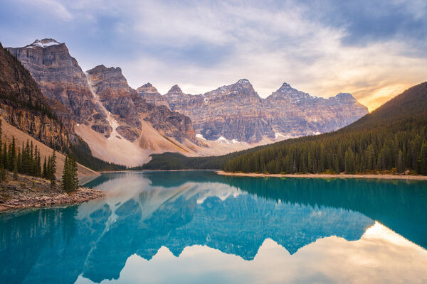 Golden Sunset at Moraine Lake - taken from the Rock Pile