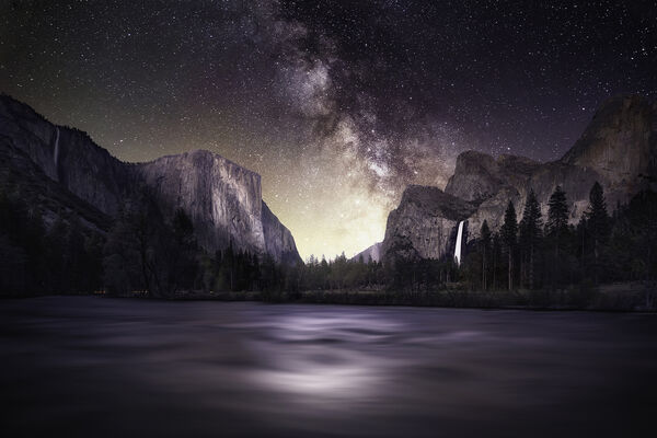 The Milky Way over Yosemite Valley