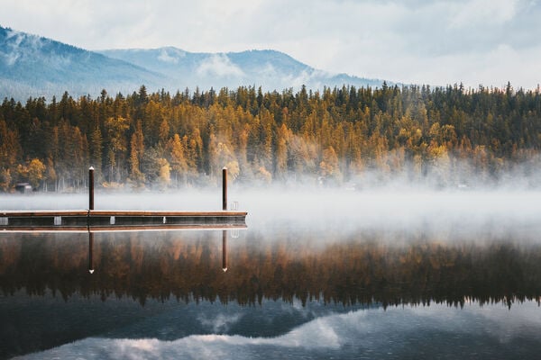 Fog rolling in at the dock, Lake McDonald