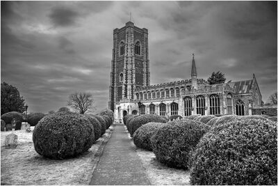 St Peter & St Paul Lavenham is one of the principal wool churches in common with many Suffolk towns/villages the area prospered through the vast wealth gained through wool.  Lavenham is very pretty village with many half-timbered buildings & a Guildhall (National Trust).