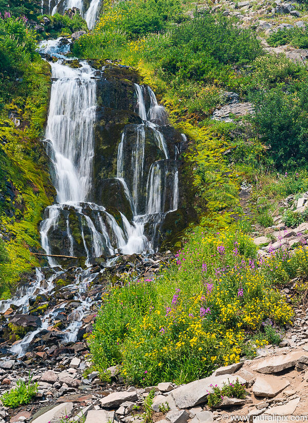 A beautiful falls in Crater Lake National Park captured in June