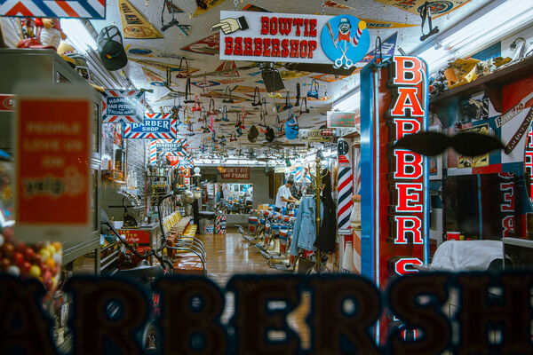 Old fashioned Barber Shop owned by a man called Bowtie.