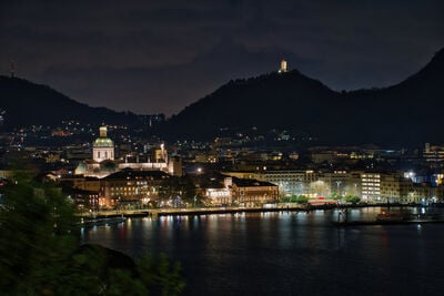 A beautiful spot on the town of Como, its lake and the Baradello Castle