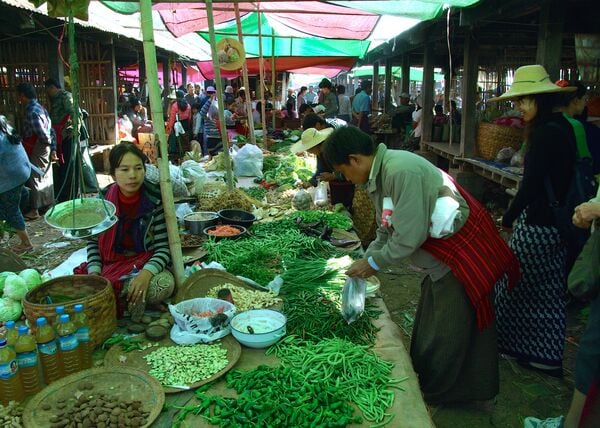 Indein market, on shores of Inle lake