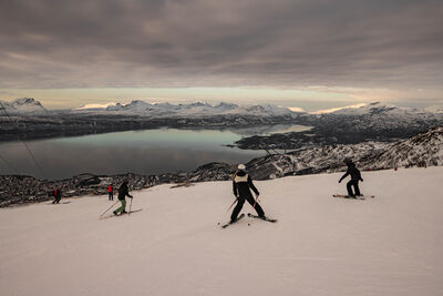 Skiers admiring the view.