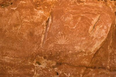 Petroglyphs on the canyon walls.