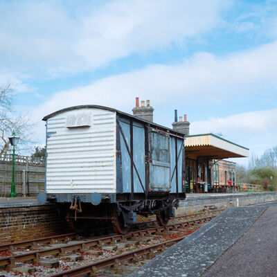 Goods wagon at the southern end of the platform.