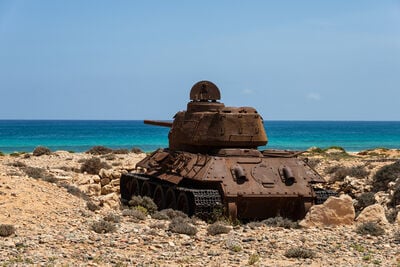 Rusty old tanks on Socotra island