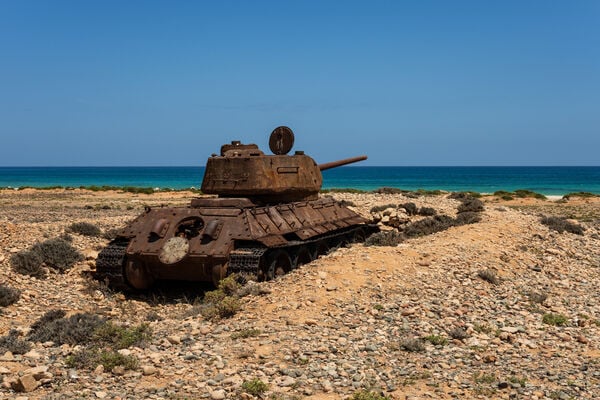 Rusty old tanks on Socotra island