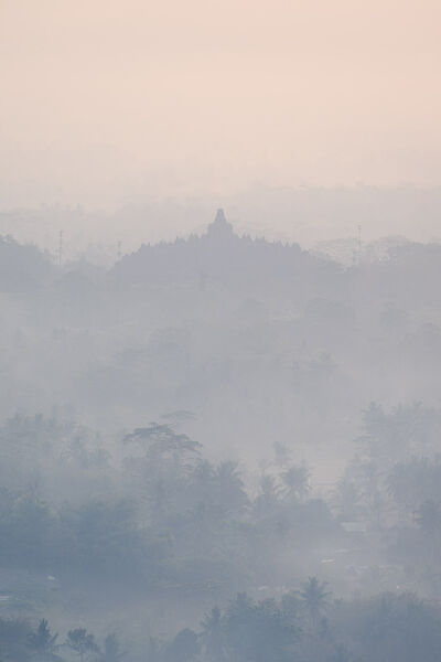 Borobudur temple in the morning mist
