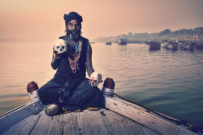 Aghori holy man on the river Ganges 