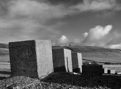 St. Catherine's from Chesil Beach - The foreground is called Dragons Teeth - anti tank structures from WWII