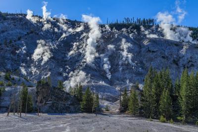 photo spots in Yellowstone National Park - Roaring Mountain