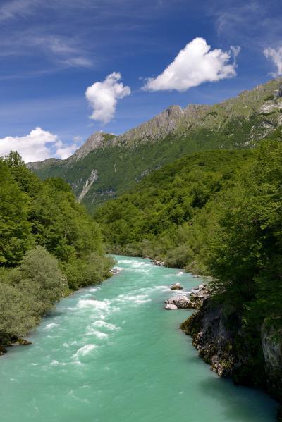 Slovenia pictures - Soča River Footbridge View 