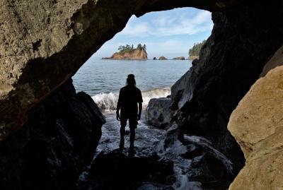 Hiker at North End of Beach