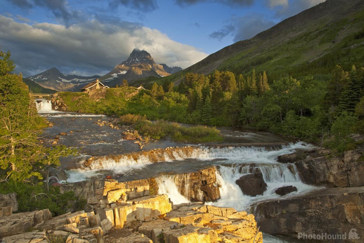Image of Swiftcurrent Lake and Falls by Chuck Haney