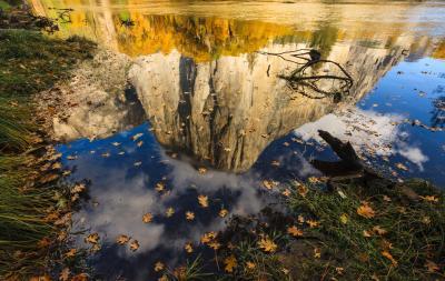 Autumn reflection, El Capitan and Merced River