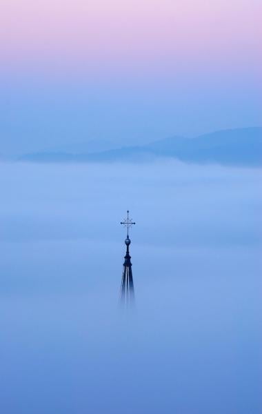 St Jacob's church in fog
