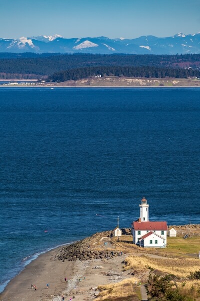 View down to Point Wilson LIghthouse