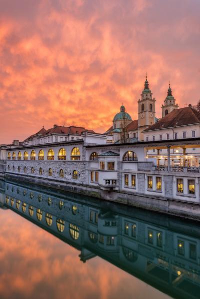 images of Slovenia - Market River View